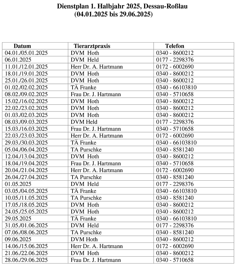 Notdienstplan